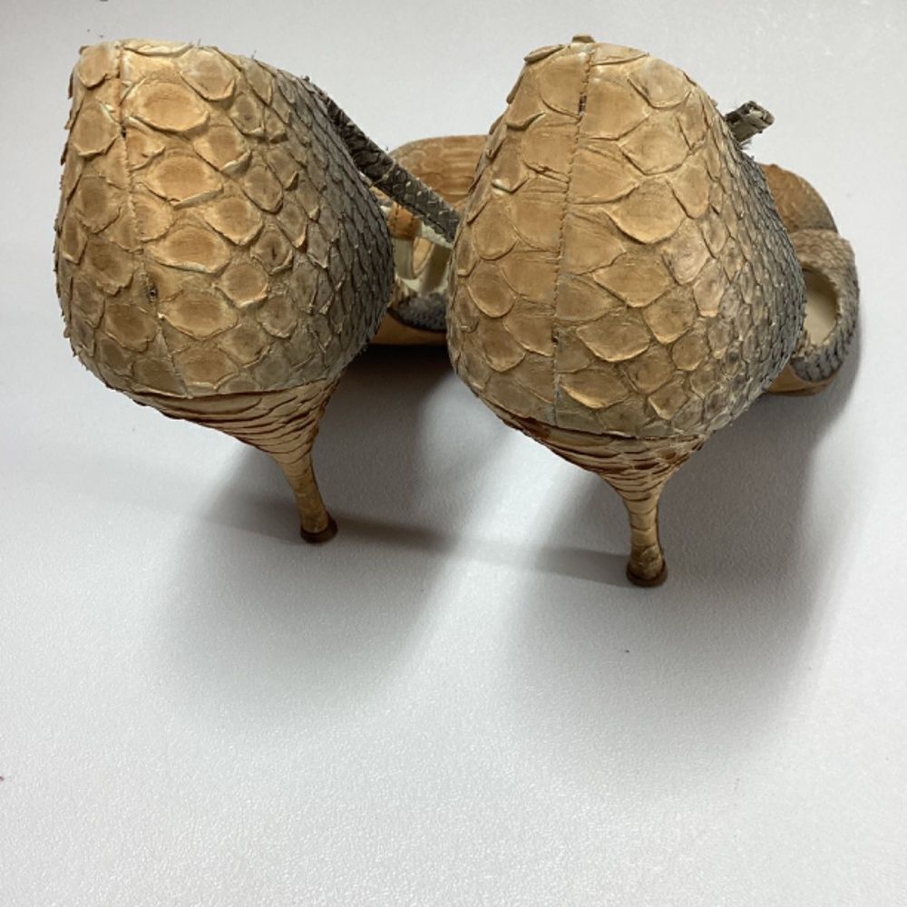 Prada Brown Tan Snakeskin T-Strap Heels - Picture 14 of 15